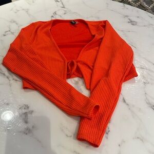 Orange long sleeve tie top